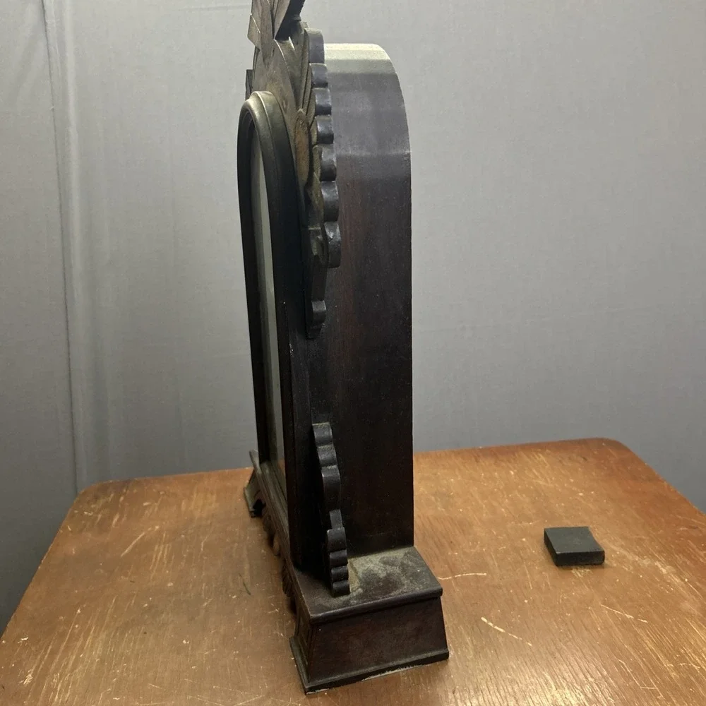 Antique Victorian Walnut Gingerbread Parlor Clock Open Escapement Alarm 1880s
